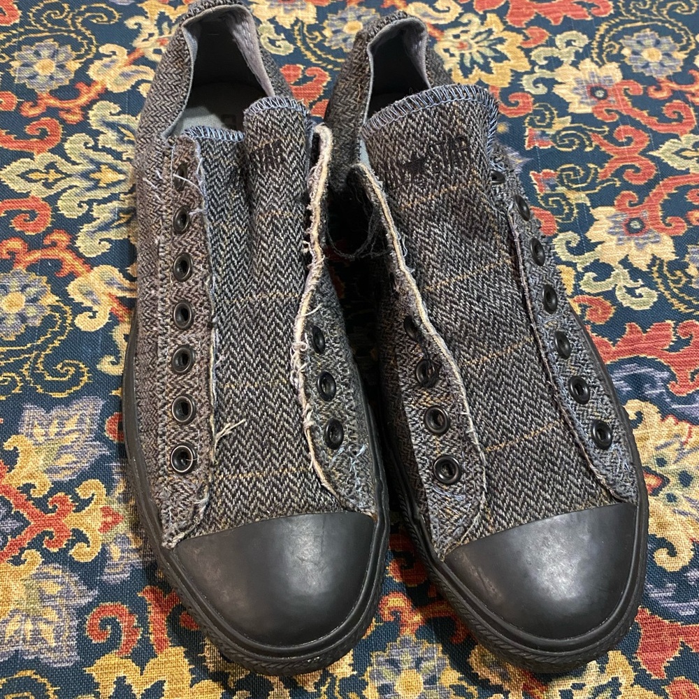 Converse Gray and Black Herringbone Sneakers